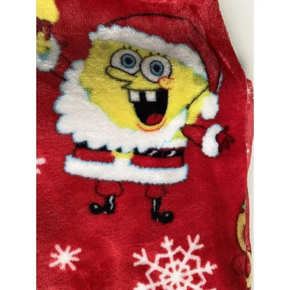 SpongeBob SquarePants In Santa Suit Christmas Blanket Throw Crabby Patty 50 X 70
